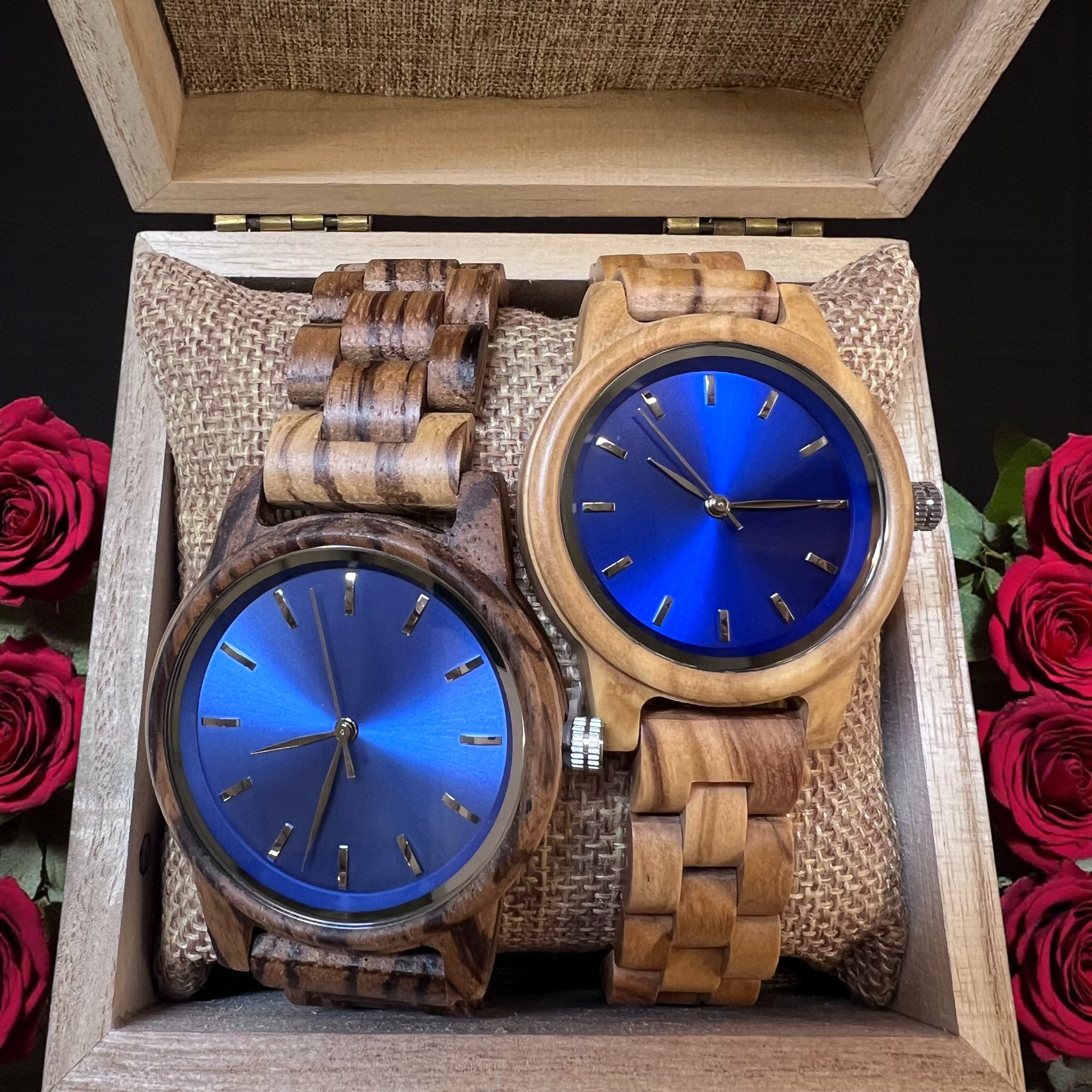 Arden wooden watch detail showing natural wood grain and Japanese movement