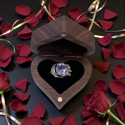 Small Personalized Heart Ring Box | Engraved Wooden Keepsake