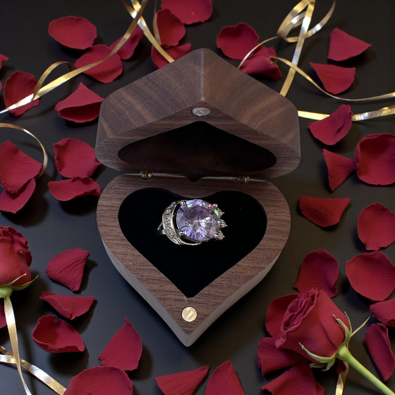 Small Personalized Heart Ring Box | Engraved Wooden Keepsake