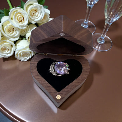 Small Personalized Heart Ring Box | Engraved Wooden Keepsake