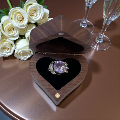 Small Personalized Heart Ring Box | Engraved Wooden Keepsake