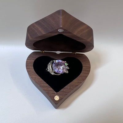 Small Personalized Heart Ring Box | Engraved Wooden Keepsake