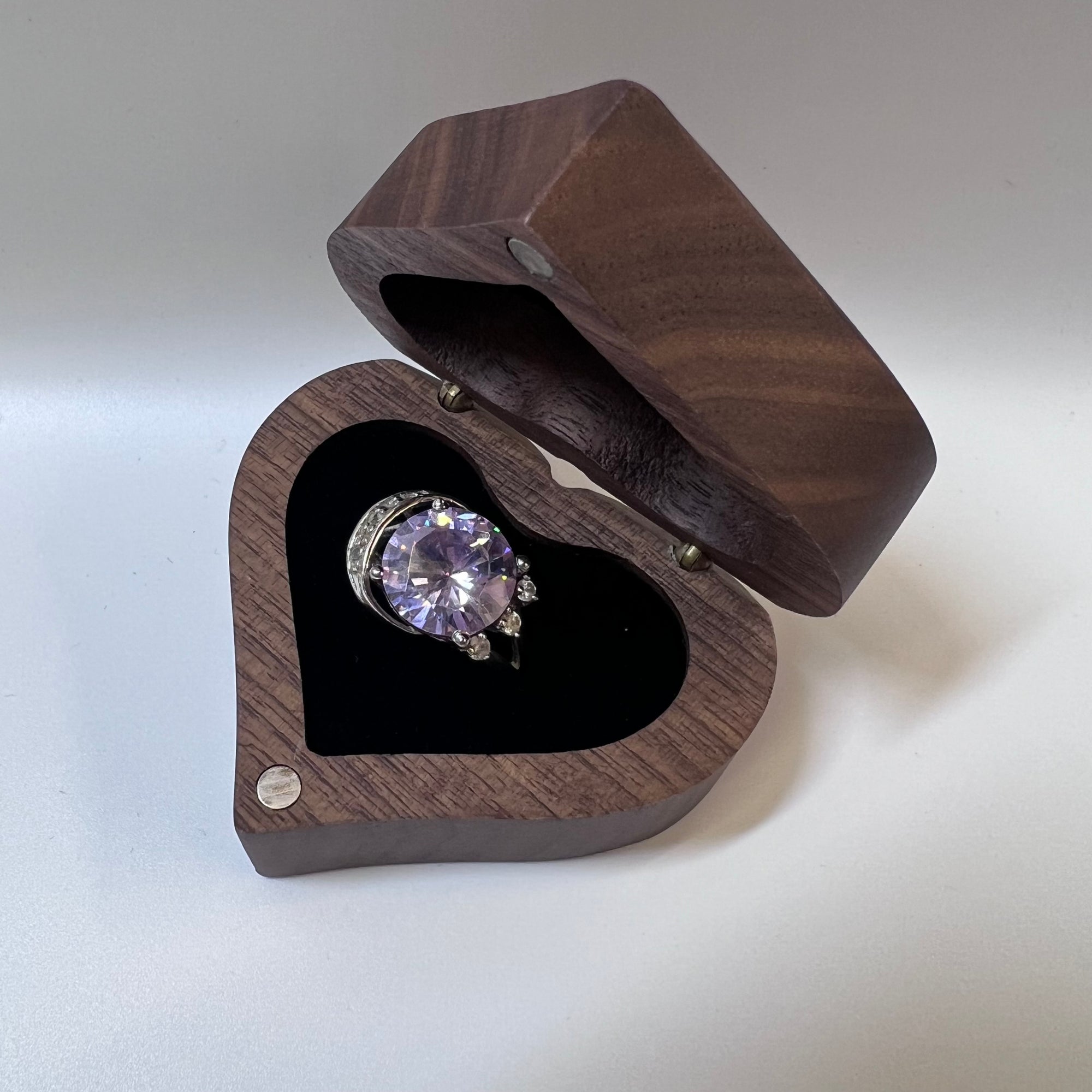 Small Personalized Heart Ring Box | Engraved Wooden Keepsake