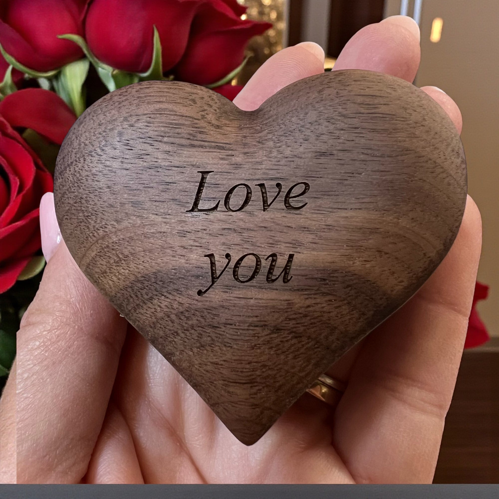 Small Personalized Heart Ring Box | Engraved Wooden Keepsake