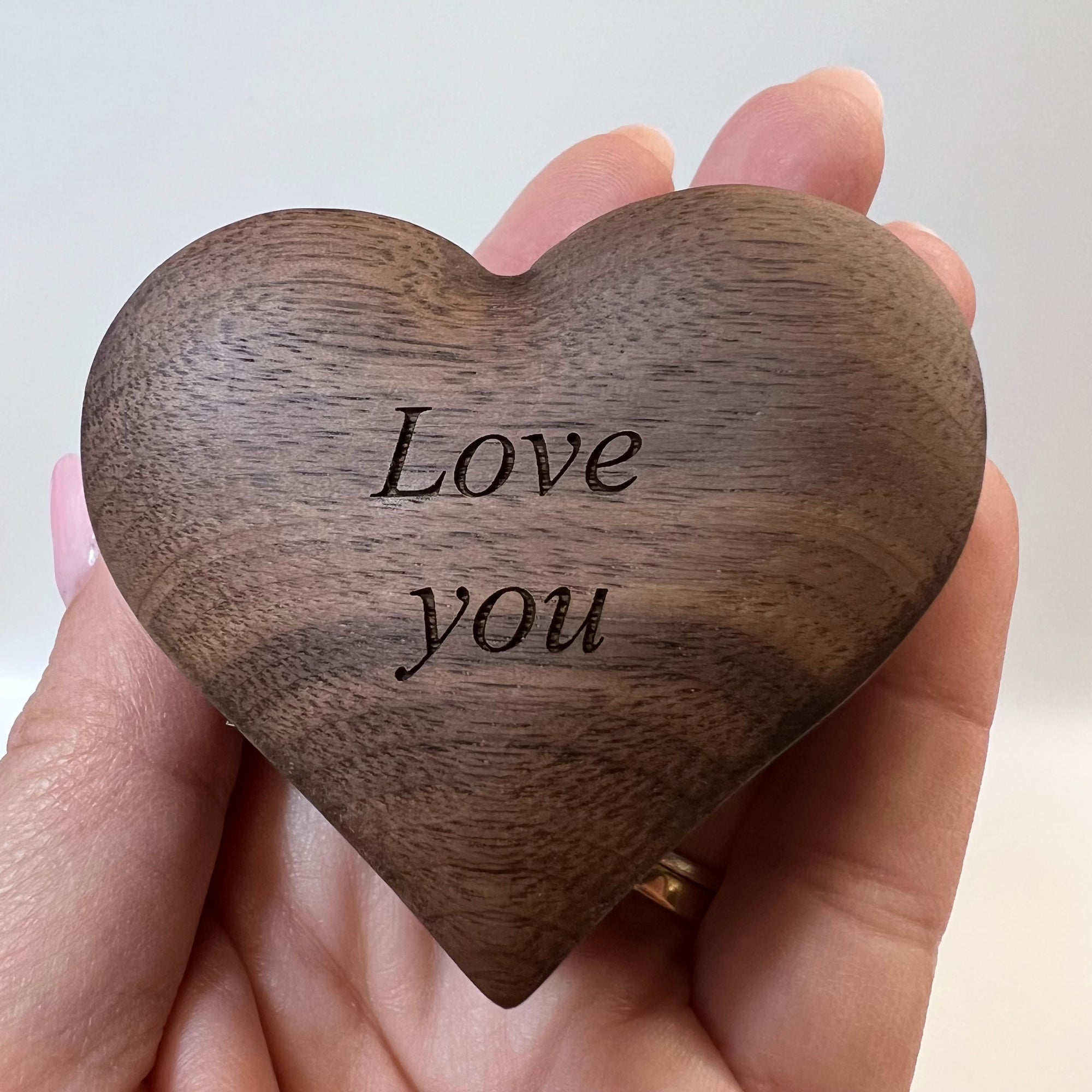 Small Personalized Heart Ring Box | Engraved Wooden Keepsake