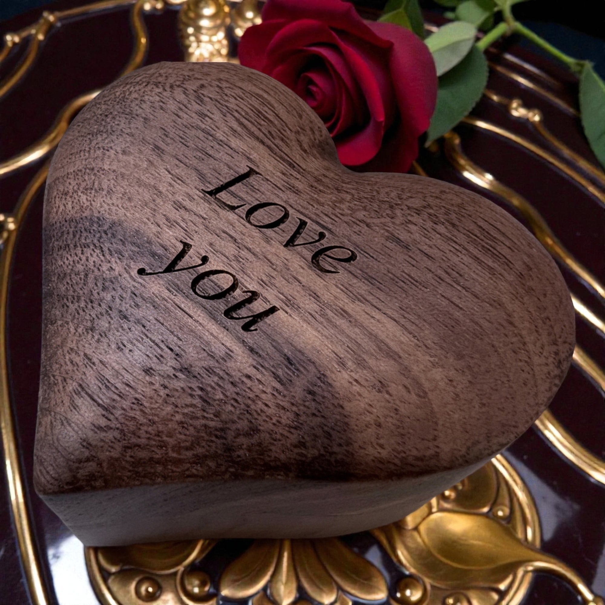 Small Personalized Heart Ring Box | Engraved Wooden Keepsake