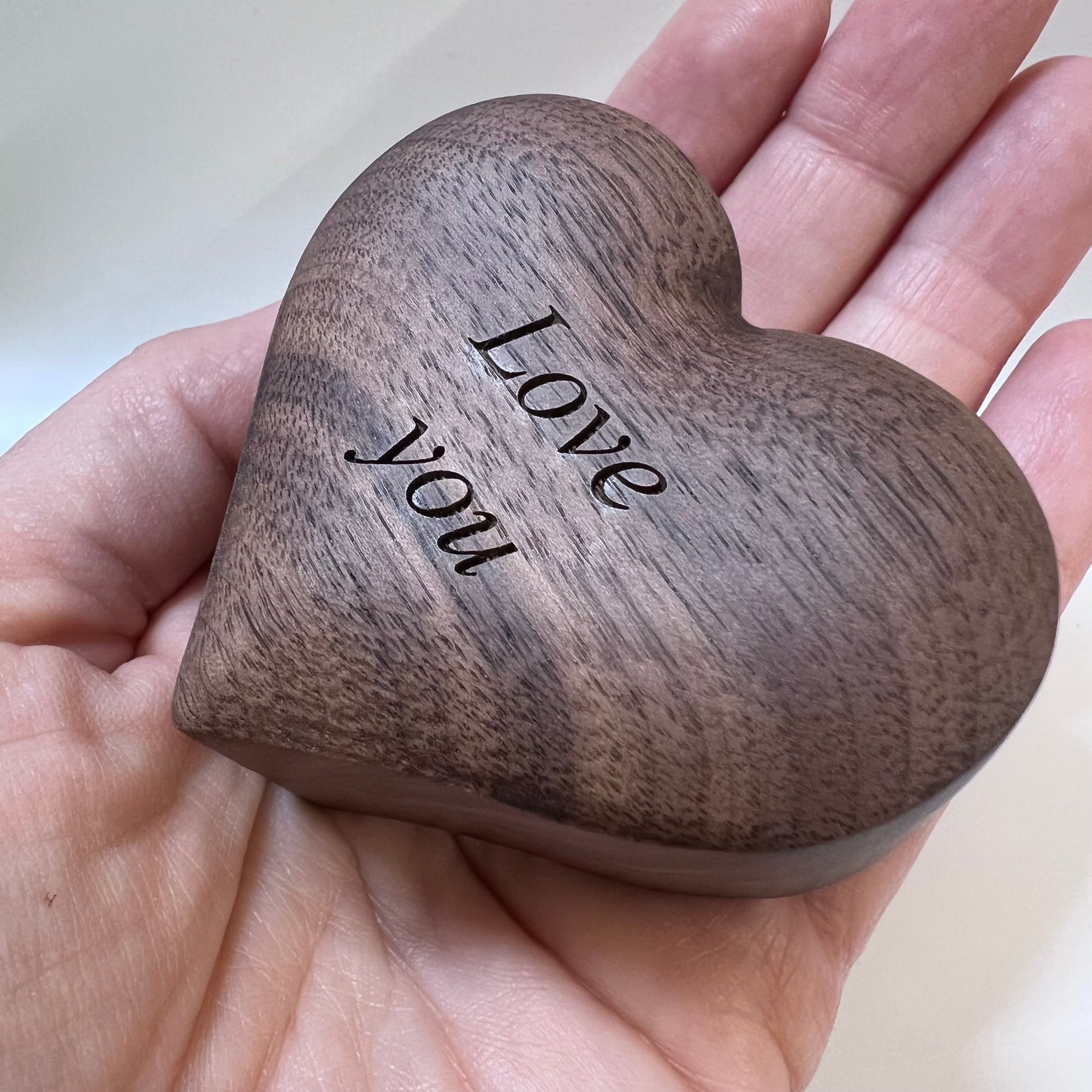 Small Personalized Heart Ring Box | Engraved Wooden Keepsake