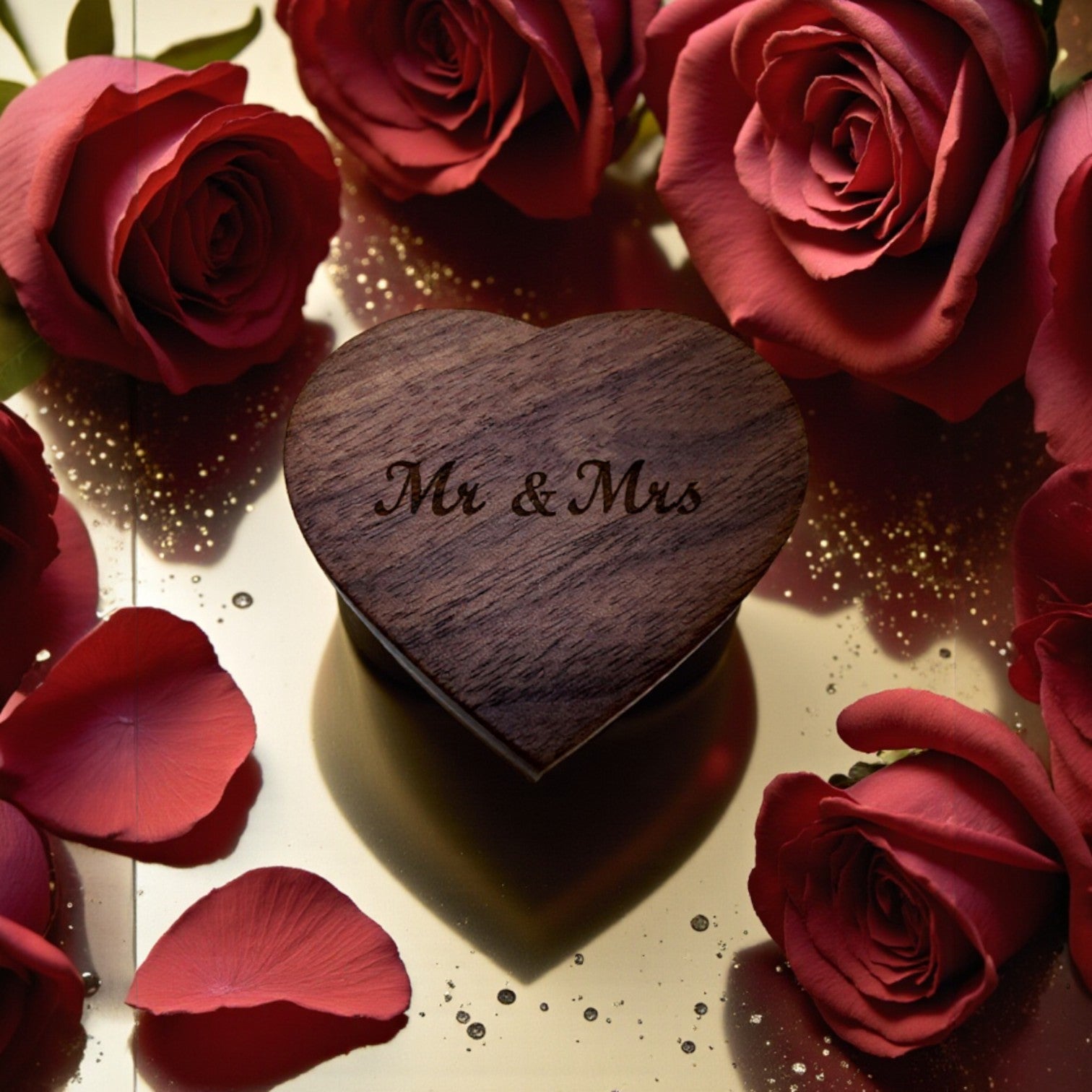 Personalized Heart Ring Box | Engraved Wooden Keepsake