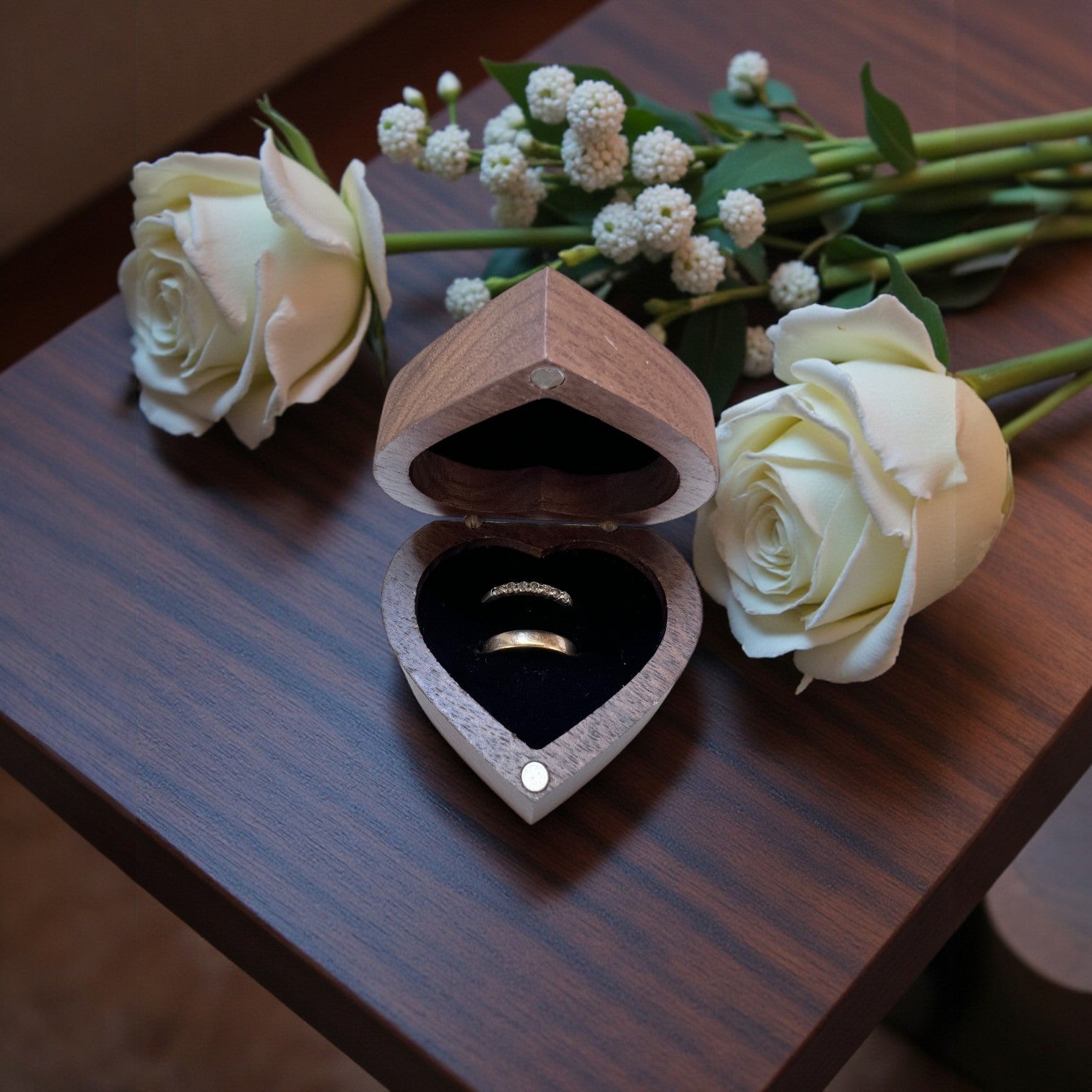 Personalized Heart Ring Box | Engraved Wooden Keepsake