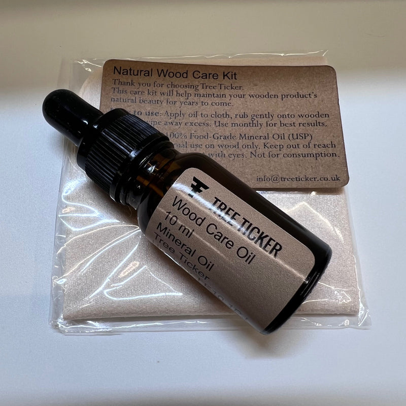 10ml wooden watch care oil kit with bottle and polishing cloth