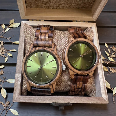 Arden matching wooden watches for couples - natural wood texture detail