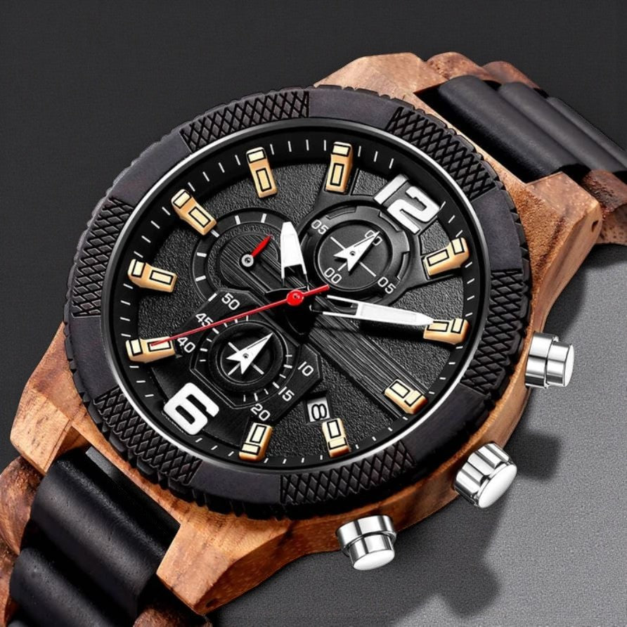 Khali II Zebrawood Ebony Watch | Luxury Wooden Chronograph UK