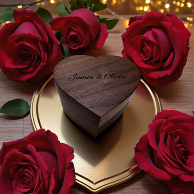 Personalized Heart Ring Box | Engraved Wooden Keepsake