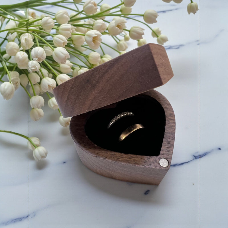 Personalized Heart Ring Box | Engraved Wooden Keepsake
