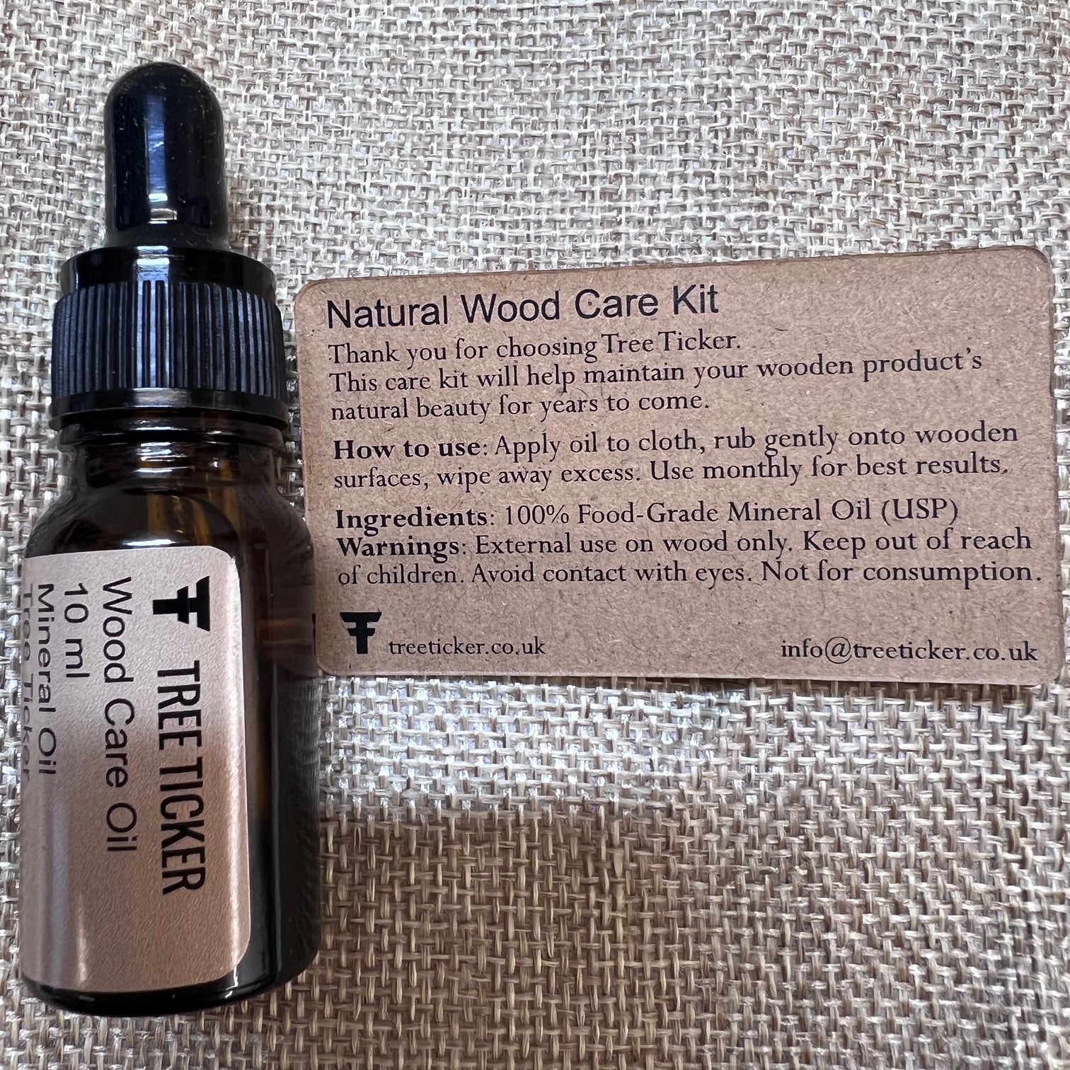 10ml wooden watch care oil kit with bottle and polishing cloth