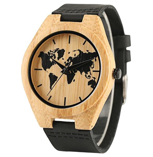 Globe Bamboo Mens Watch– Tree Ticker