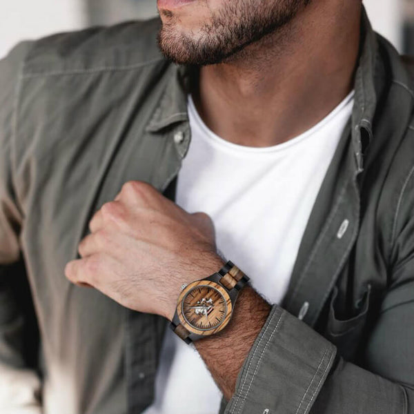 Waru II Ebony Zebrawood Watch Tree Ticker - Main Image